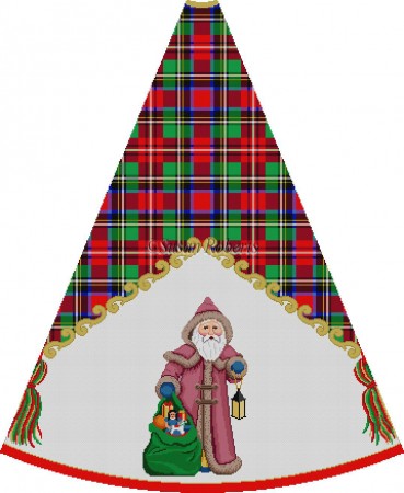 click here to view larger image of Hooded Santa with Toybag - Tartan Santa Tree Skirt (hand painted canvases)