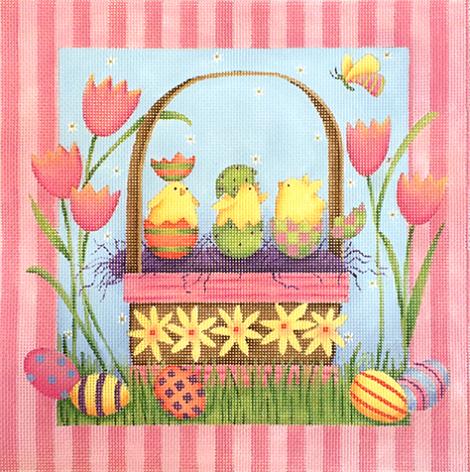 click here to view larger image of Easter Basket  (hand painted canvases)