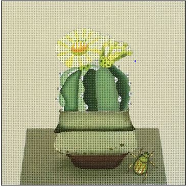 click here to view larger image of Yellow Vase Cactus (hand painted canvases)