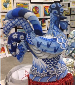 click here to view larger image of Rooster Blue/White (hand painted canvases)