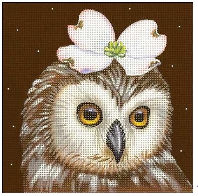click here to view larger image of Owlet with Dogwood Blossom (hand painted canvases)