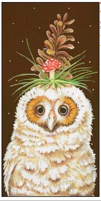 click here to view larger image of Owlet with Pinecone Hat (hand painted canvases)