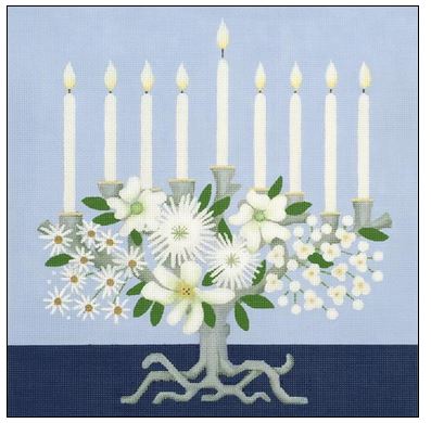 click here to view larger image of Floral Menorah (hand painted canvases)