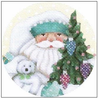 click here to view larger image of Winter White Santa Ornament (hand painted canvases)
