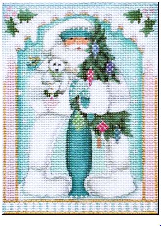 click here to view larger image of Winter White Santa Ornament (hand painted canvases)