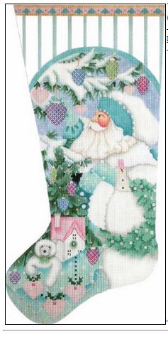 click here to view larger image of Winter White Santa Sock (hand painted canvases)