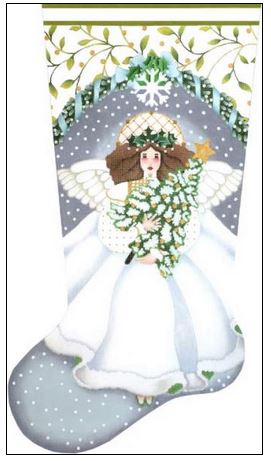 click here to view larger image of Winter White Angel Sock (hand painted canvases)