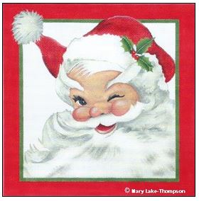 click here to view larger image of Jolly Santa Pillow (hand painted canvases)