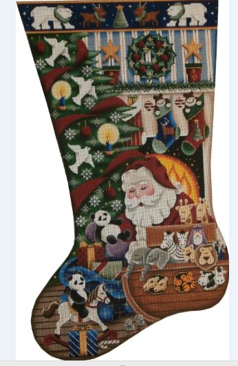 click here to view larger image of Noah's Ark Christmas Stocking - 13ct (hand painted canvases)
