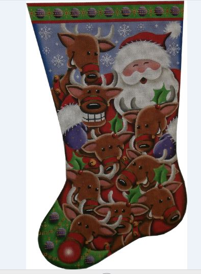click here to view larger image of Santa Selfie Stocking - 13ct (hand painted canvases)