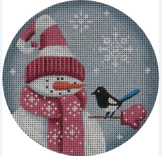 click here to view larger image of January Snowman Ornament (hand painted canvases)