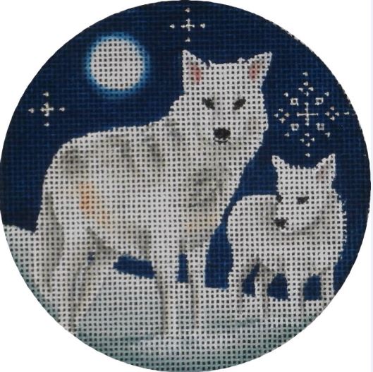 click here to view larger image of Arctic Wolves Ornament (hand painted canvases)
