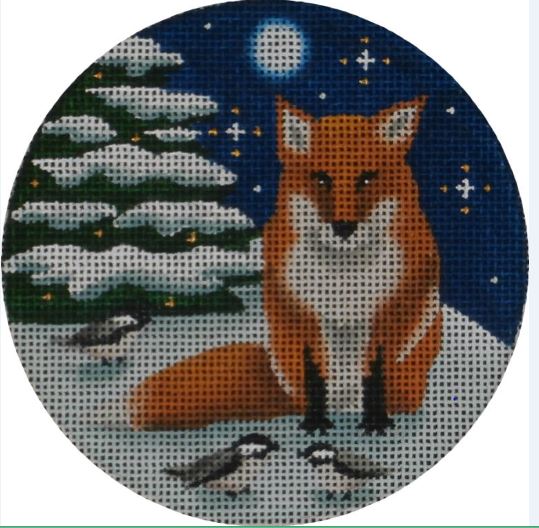 click here to view larger image of Winter Fox Ornament (hand painted canvases)