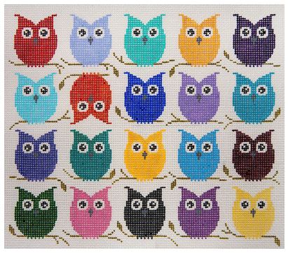 click here to view larger image of Colorful Hooters (hand painted canvases)