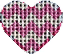 click here to view larger image of Pink Chevron Mini Heart (hand painted canvases)