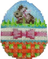 click here to view larger image of Bunny Bow Orange Lattice Mini Egg (hand painted canvases)