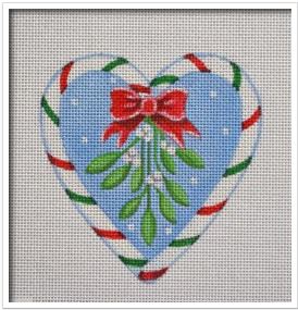 click here to view larger image of Candy Cane Heart, Mistletoe (hand painted canvases)