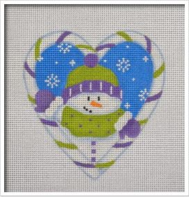 click here to view larger image of Candy Cane Heart, Snowman (hand painted canvases)