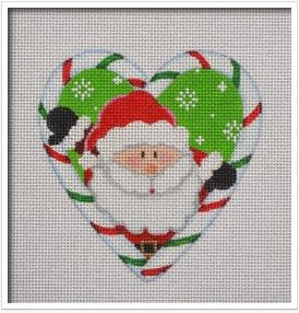 click here to view larger image of Candy Cane Heart, Santa (hand painted canvases)