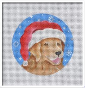 click here to view larger image of Golden Retriever Santa (hand painted canvases)