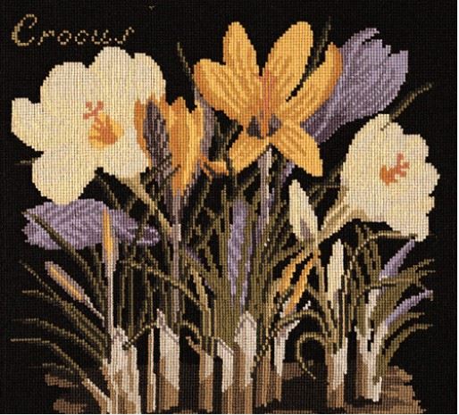 click here to view larger image of Crocus (on Black Background) (needlepoint kits)