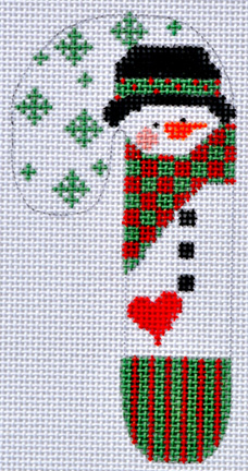 click here to view larger image of Snowman Checkered Scarf Candy Cane (hand painted canvases)