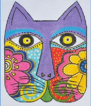 click here to view larger image of Floral Cat Face (hand painted canvases)