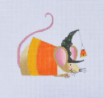 click here to view larger image of Candy Corn Witch Mouse (hand painted canvases)