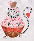 click here to view larger image of Valentine Cupcake Cat (hand painted canvases)