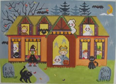 click here to view larger image of Halloween Parade House (hand painted canvases)