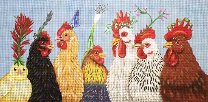 click here to view larger image of Party in the Coop (hand painted canvases)
