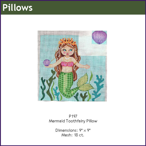 click here to view larger image of Mermaid Toothfairy Pillow (hand painted canvases)