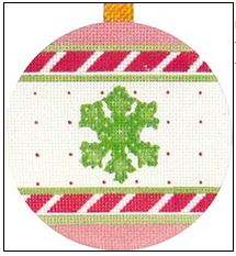 click here to view larger image of Pink Snowflake Ornament (hand painted canvases)