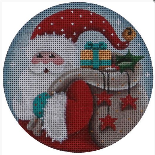 click here to view larger image of Whimsical Santa Ornament (hand painted canvases)