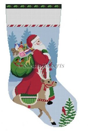 click here to view larger image of Tasseled Santa and Reindeer (hand painted canvases)