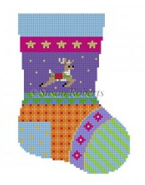 click here to view larger image of Patchwork Mini Sock Reindeer (hand painted canvases)