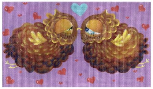 click here to view larger image of Kissing Owls (hand painted canvases)