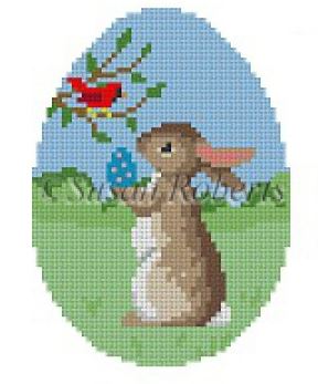click here to view larger image of Rabbit with Cardinal (hand painted canvases)