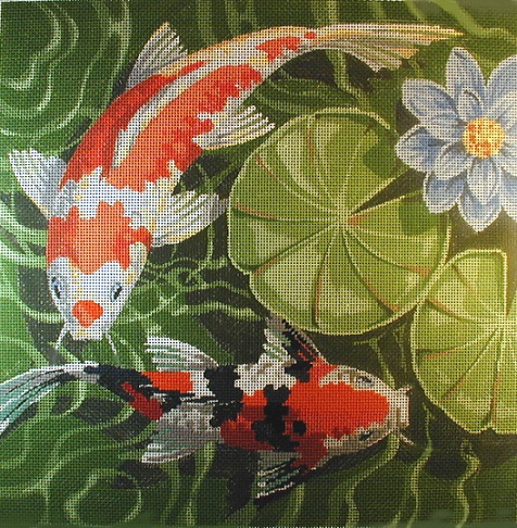 click here to view larger image of Koi (left) (hand painted canvases)