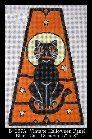 click here to view larger image of Vintage Halloween Panel - Black Cat (hand painted canvases)