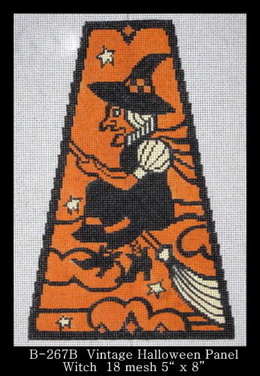 click here to view larger image of Vintage Halloween Panel - Witch (hand painted canvases)