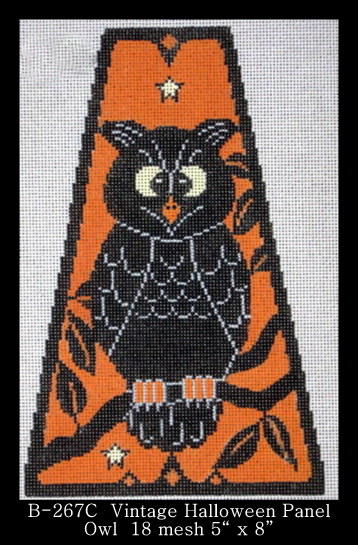 click here to view larger image of Vintage Halloween Panel - Owl (hand painted canvases)