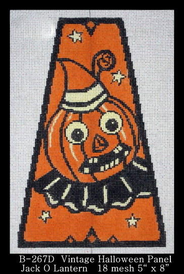 click here to view larger image of Vintage Halloween Panel - Jack O Lantern (hand painted canvases)