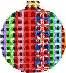 click here to view larger image of Merry Stripe II Ball Ornament (hand painted canvases)