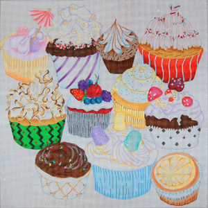 click here to view larger image of Glorious Cupcake Pillow (hand painted canvases)