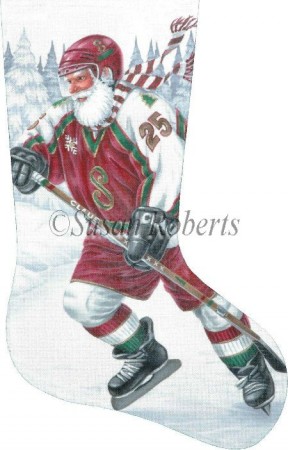 click here to view larger image of Santa Hocky Player Stocking (hand painted canvases)