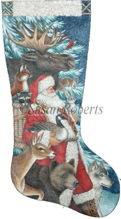 click here to view larger image of Woodland Christmas Stocking - 18ct (hand painted canvases)