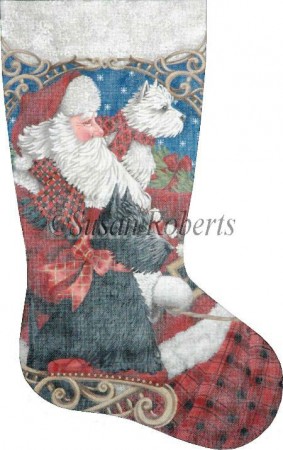click here to view larger image of Westie and Scottie Sleigh Ride Stocking (hand painted canvases)