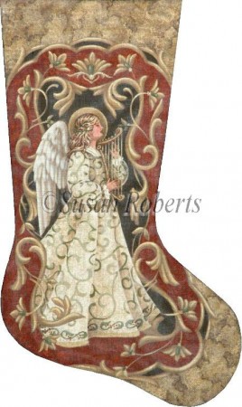 click here to view larger image of Vintage Angel Stocking (hand painted canvases)
