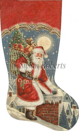 click here to view larger image of Santa Sneaks In Stocking (hand painted canvases)